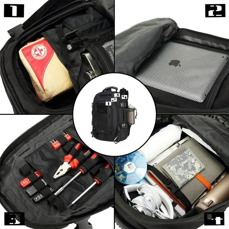 60L Military Tactical Blackout Backpack