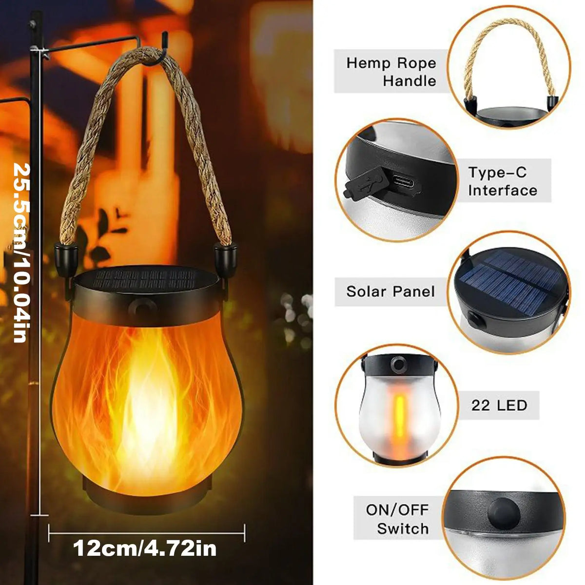 Dancing Flame Solar Lantern Lights