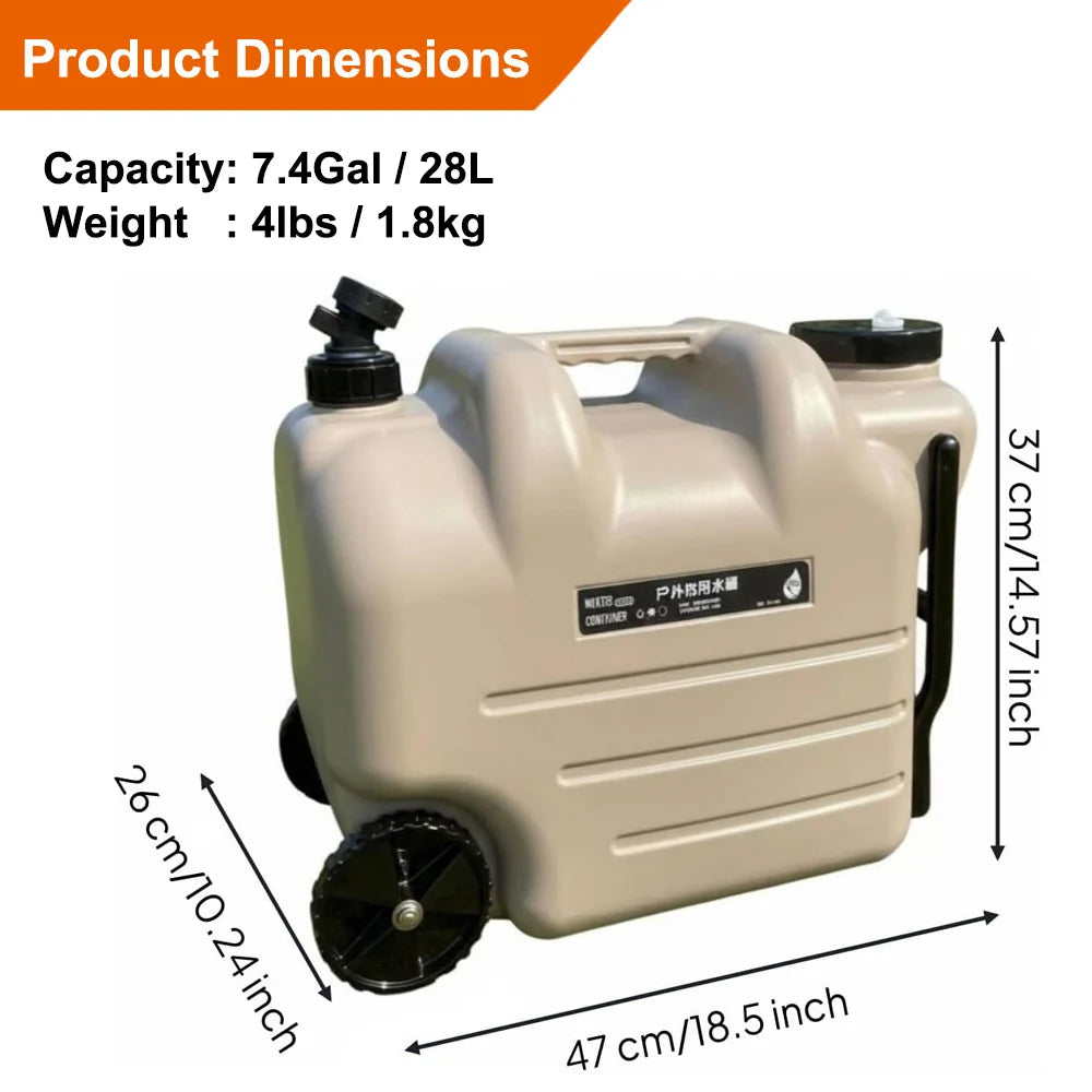 7.4 Gallon Water Container with Tap and Wheels