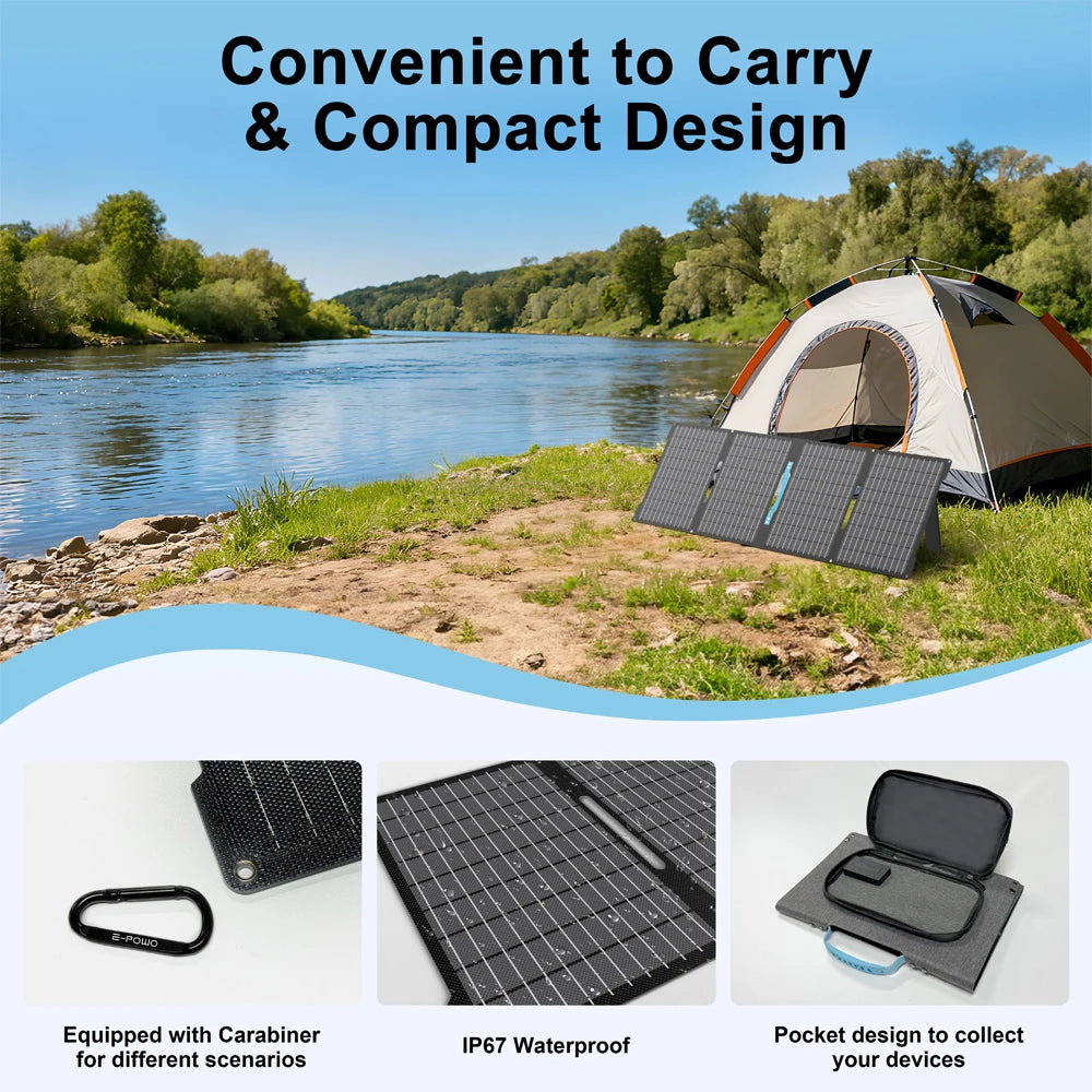 60W Portable Foldable Solar Panel Kit | Waterproof IP67 Solar Charger