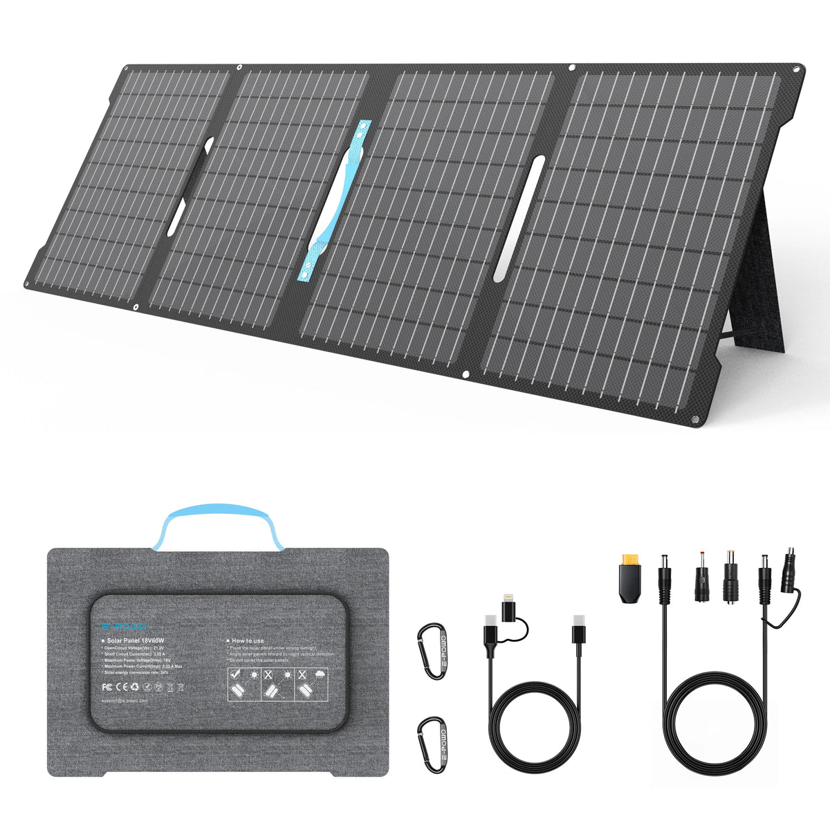 60W Portable Foldable Solar Panel Kit | Waterproof IP67 Solar Charger