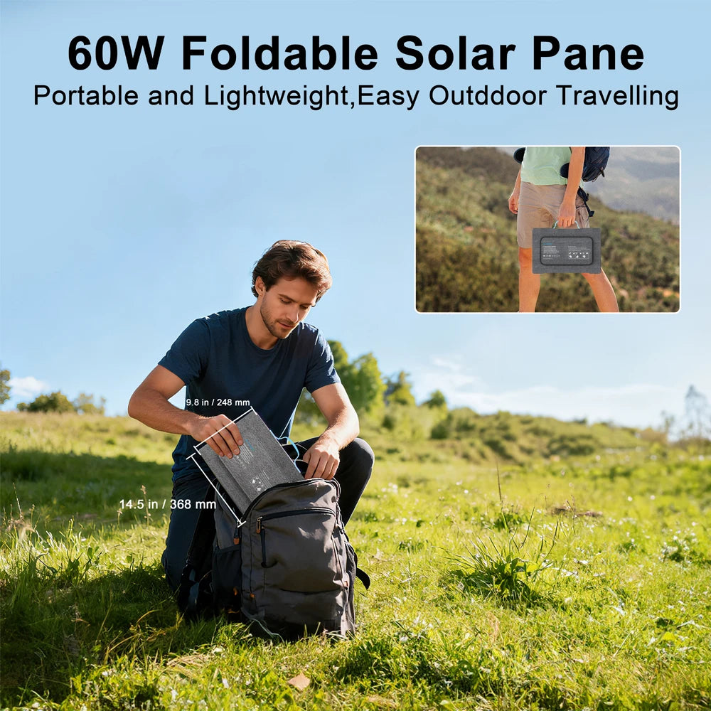 60W Portable Foldable Solar Panel Kit | Waterproof IP67 Solar Charger